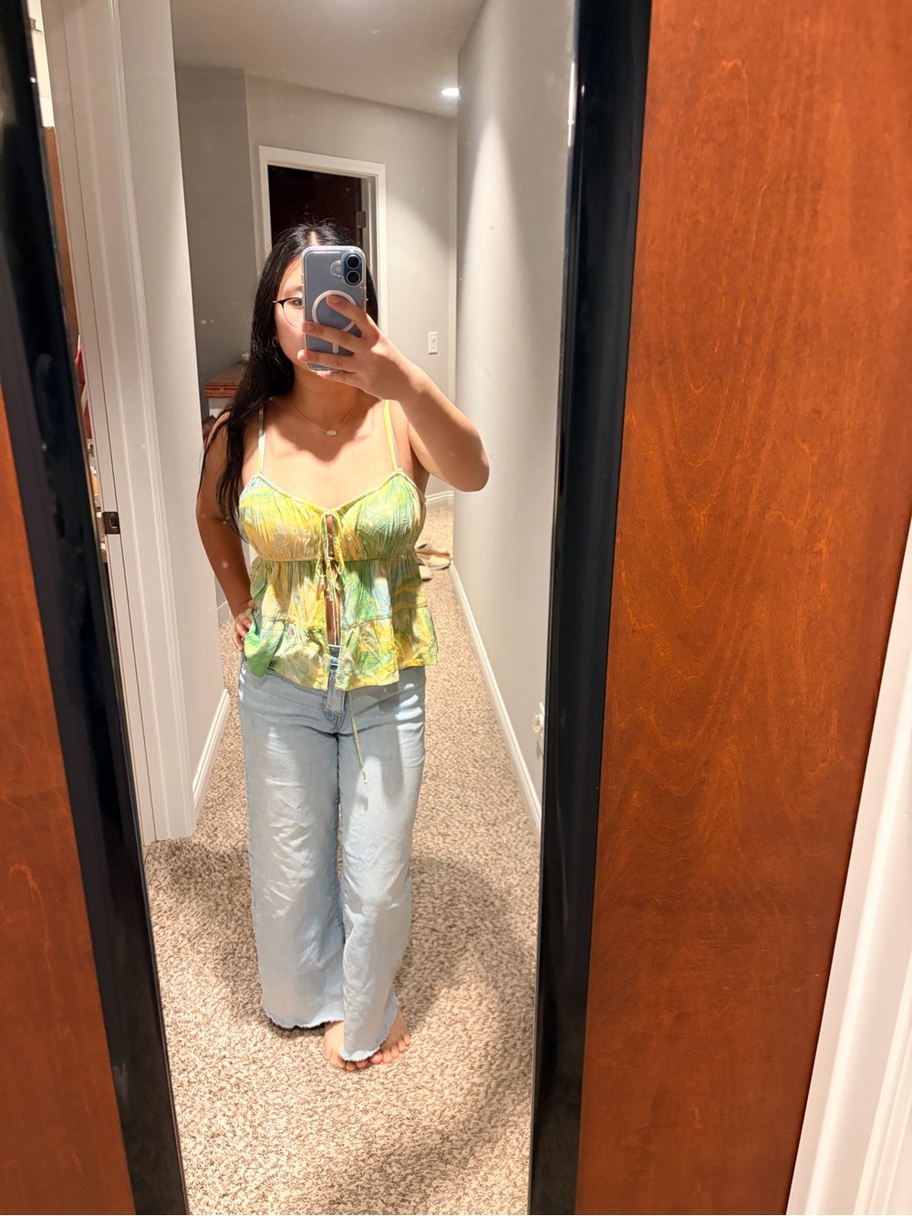 American Eagle Tiered Tie Front Cami - Picture 4 of 5